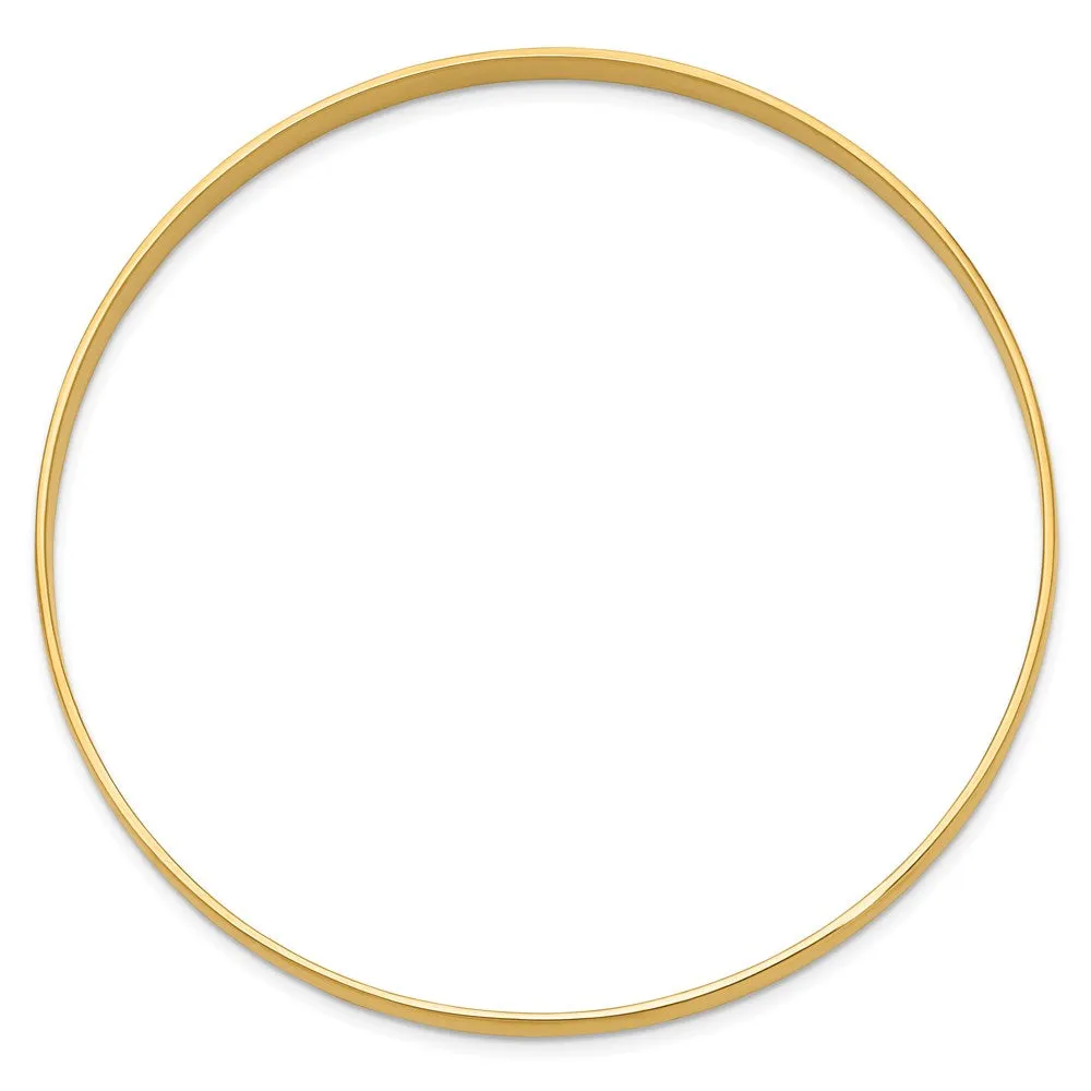 4mm 14k Yellow Gold Polished Half Round Solid Bangle Bracelet