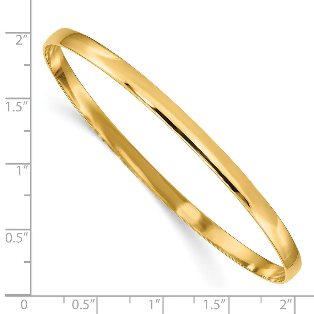 4mm 14k Yellow Gold Polished Half Round Solid Bangle Bracelet