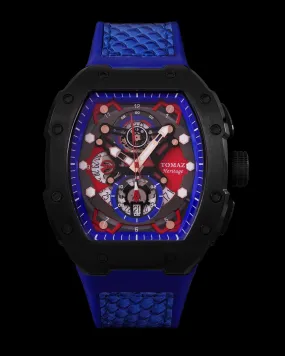 AK47 TW032-D3 (Black/Blue) Blue Leather with Rubber Strap