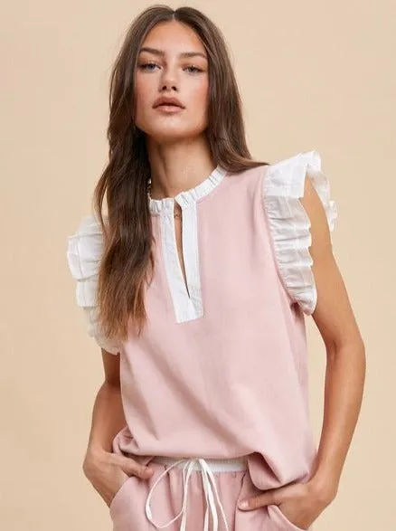 Audrey Ruffle Sleeve Pink Set