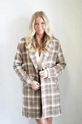 Belle Boucle Plaid Long Coat