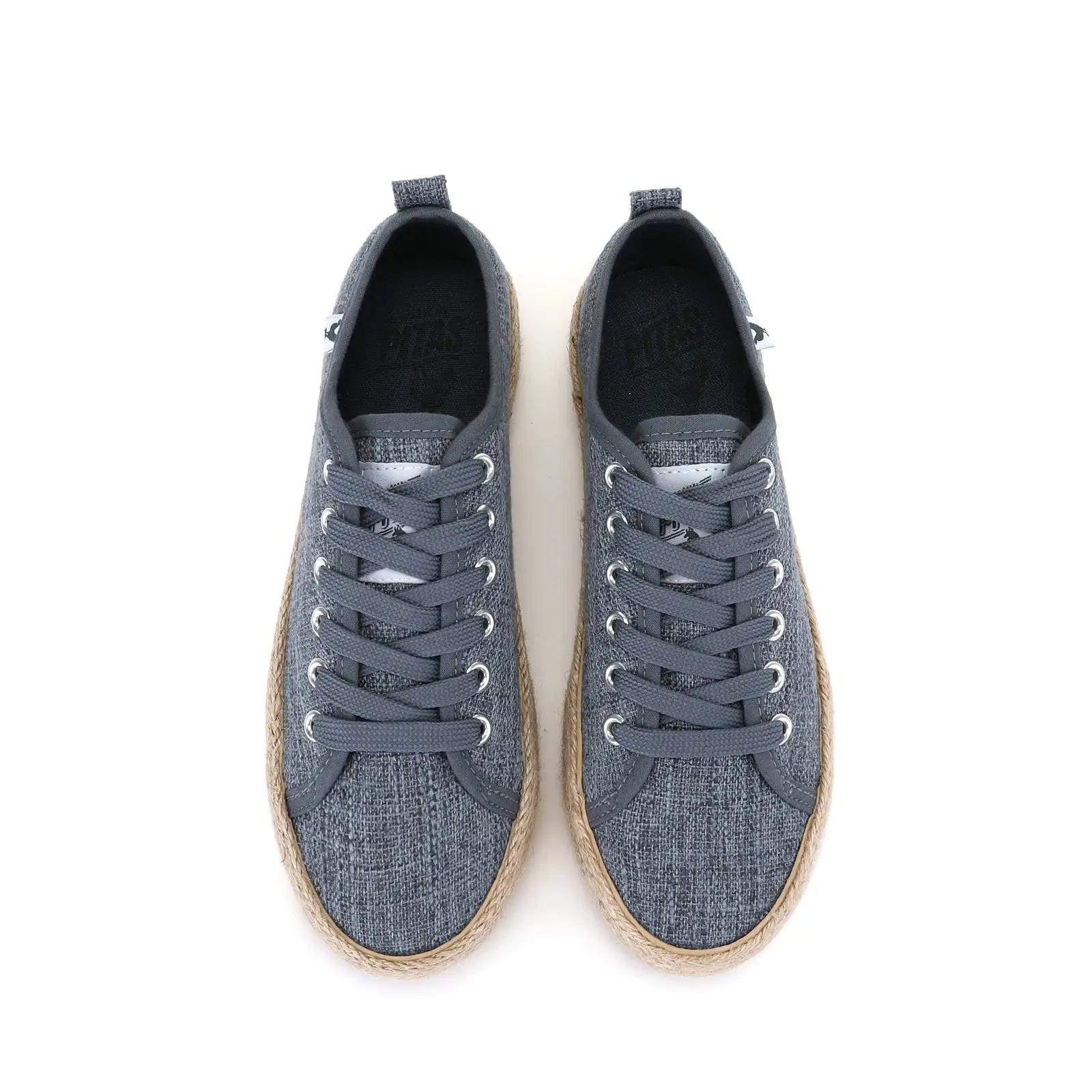 Blue linen lace-up espadrille sneakers