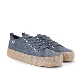 Blue linen lace-up espadrille sneakers