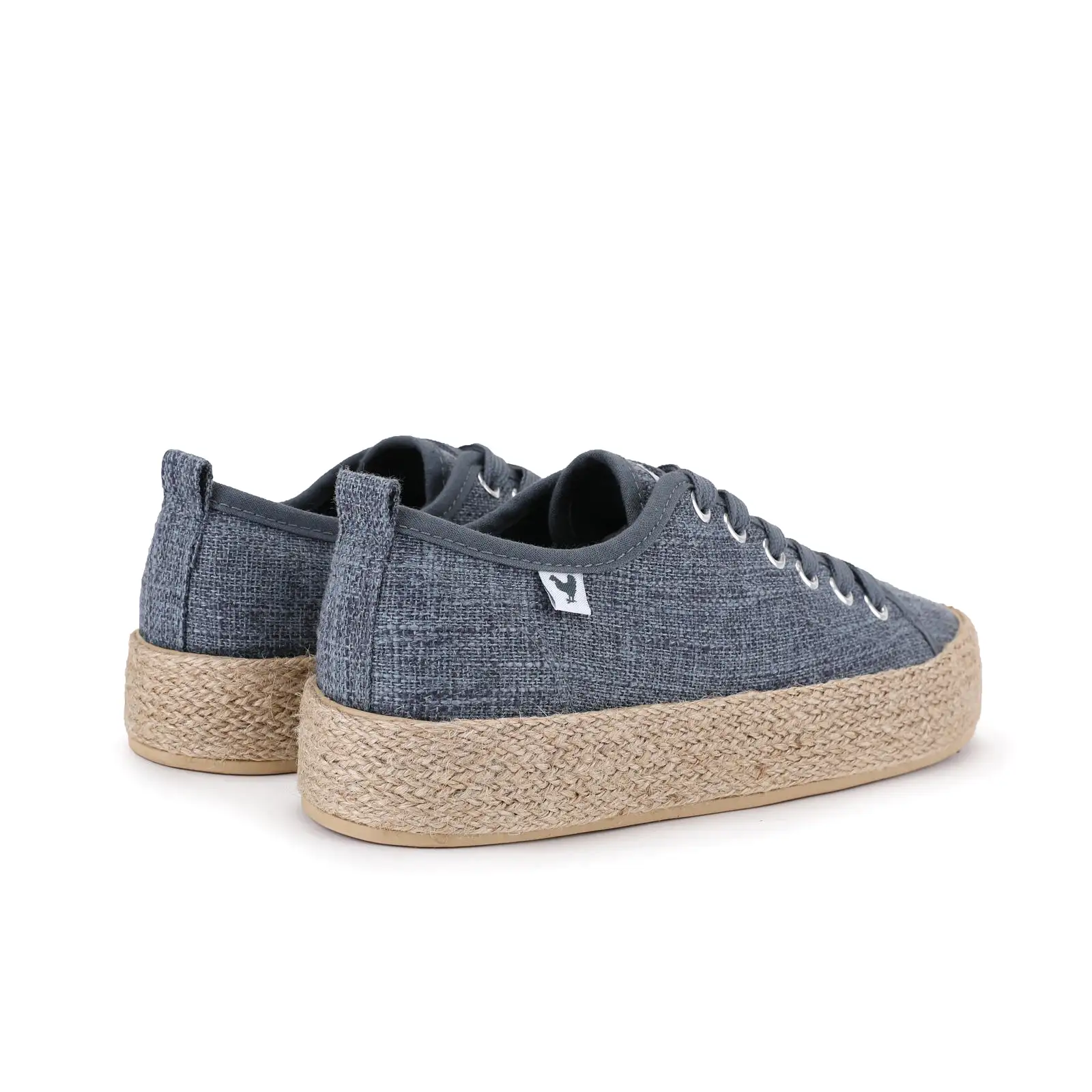 Blue linen lace-up espadrille sneakers