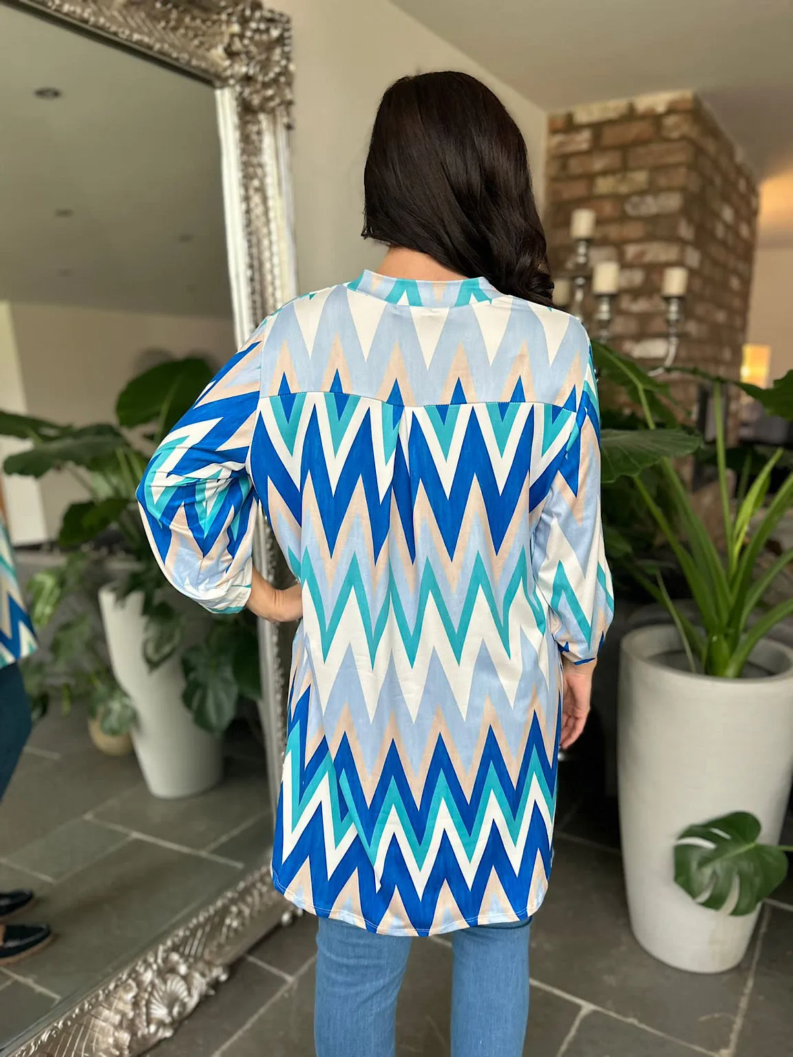 Blue Zig Zag Soft Touch Tunic Gloria