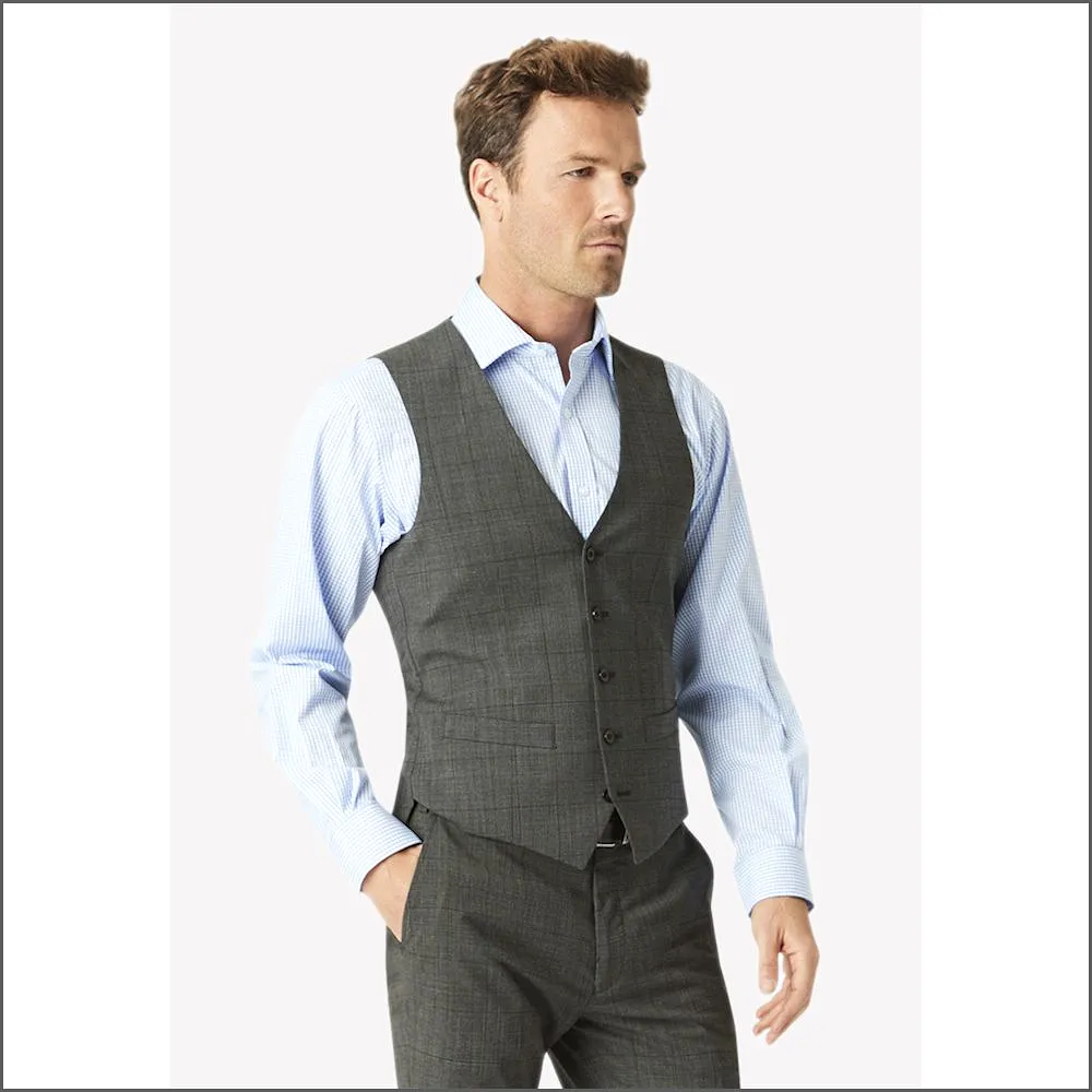 Brook Taverner Cassino Grey Check  Waist Coat***