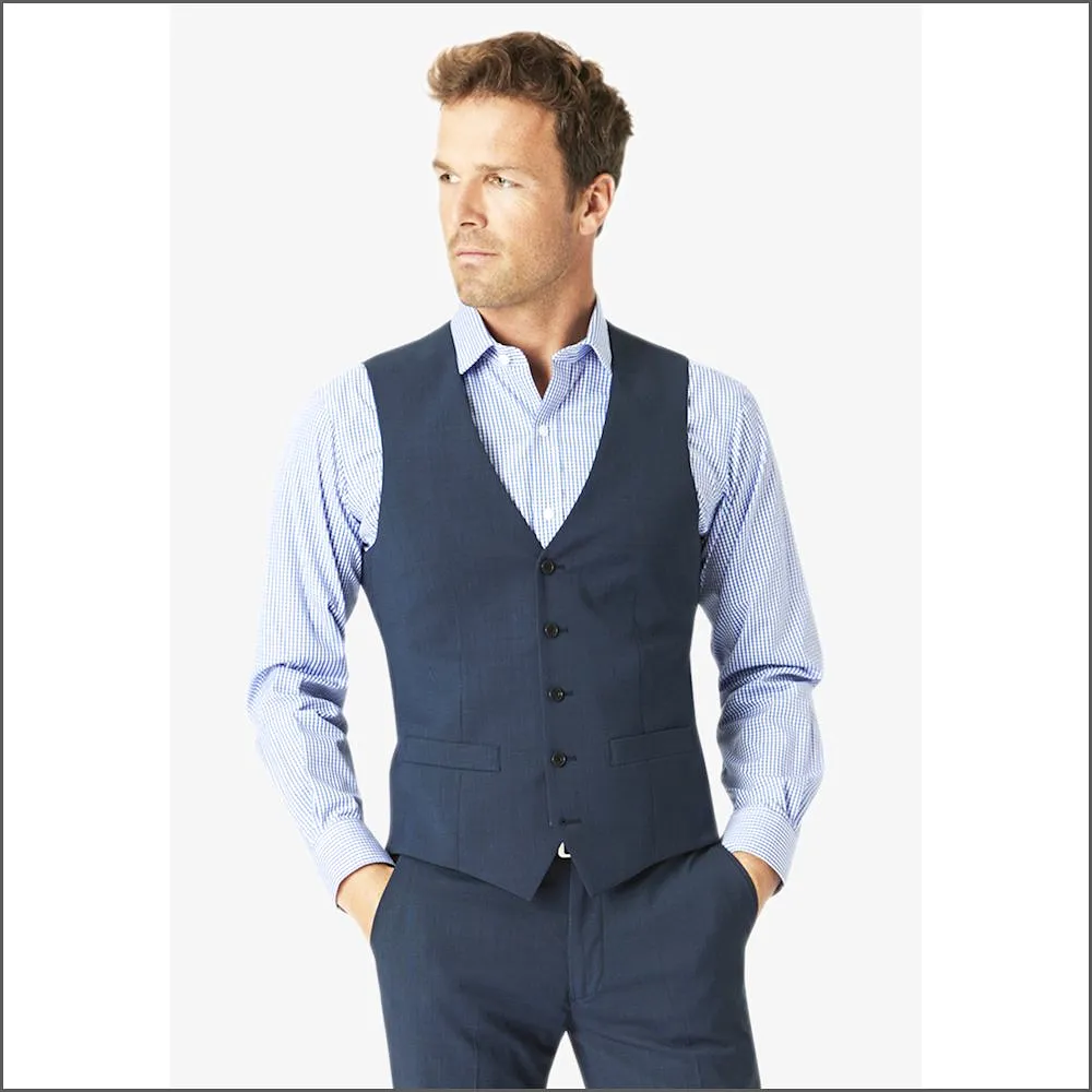 Brook Taverner Cassino Navy Check  Waist Coat<>