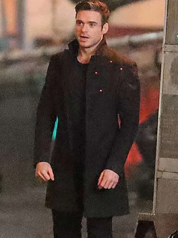 Buy Eternals Richard Madden Black Wool Coat