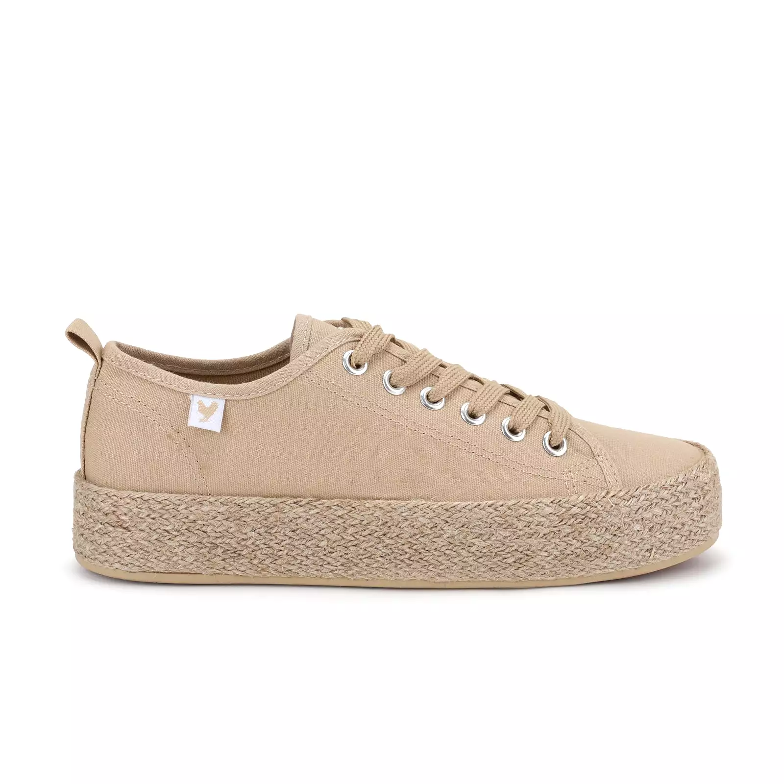 Caramel canvas lace-up espadrille sneakers