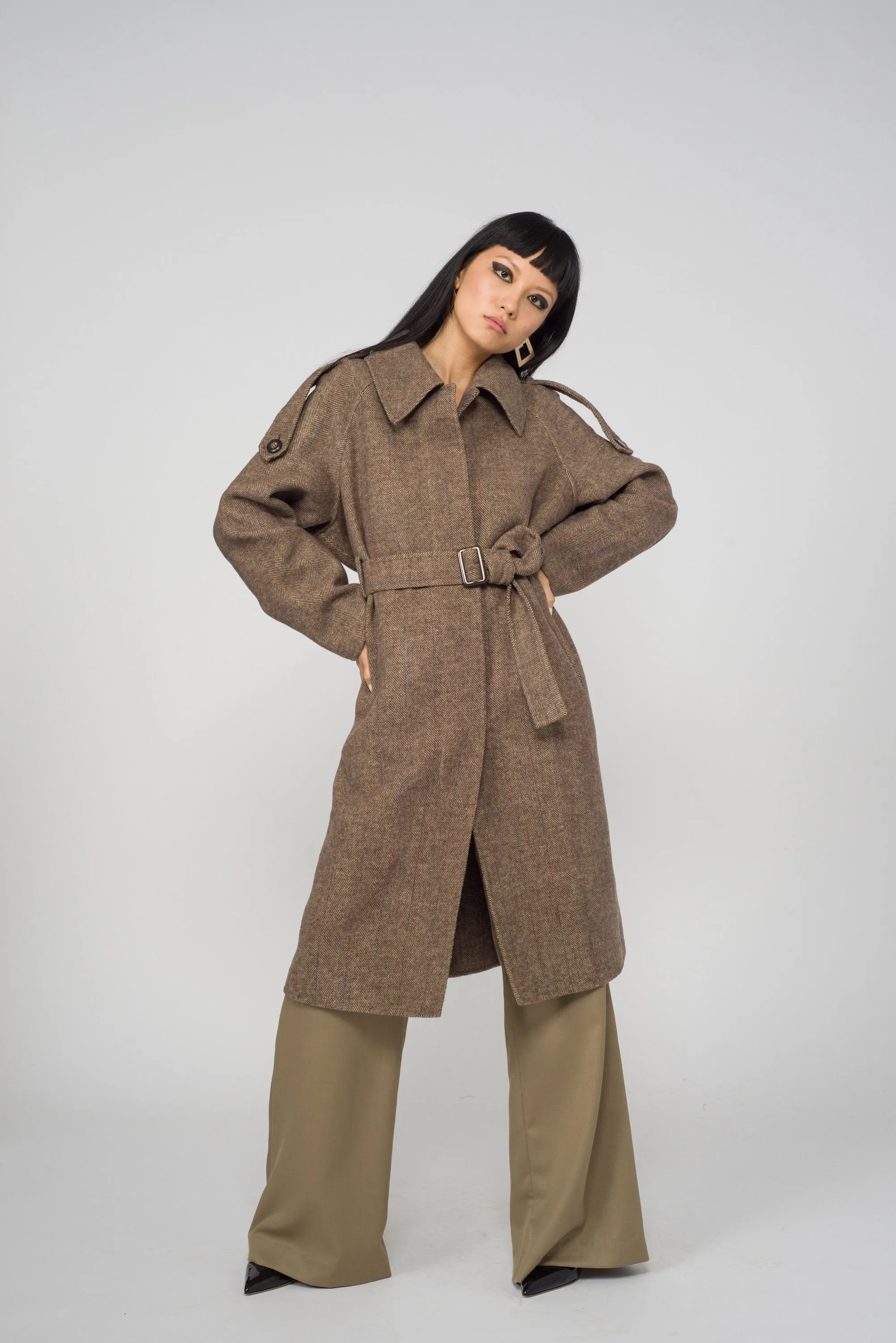 Carol Cao Coffee Army Wool Coat