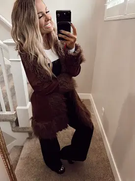 Chocolate brown fur coat