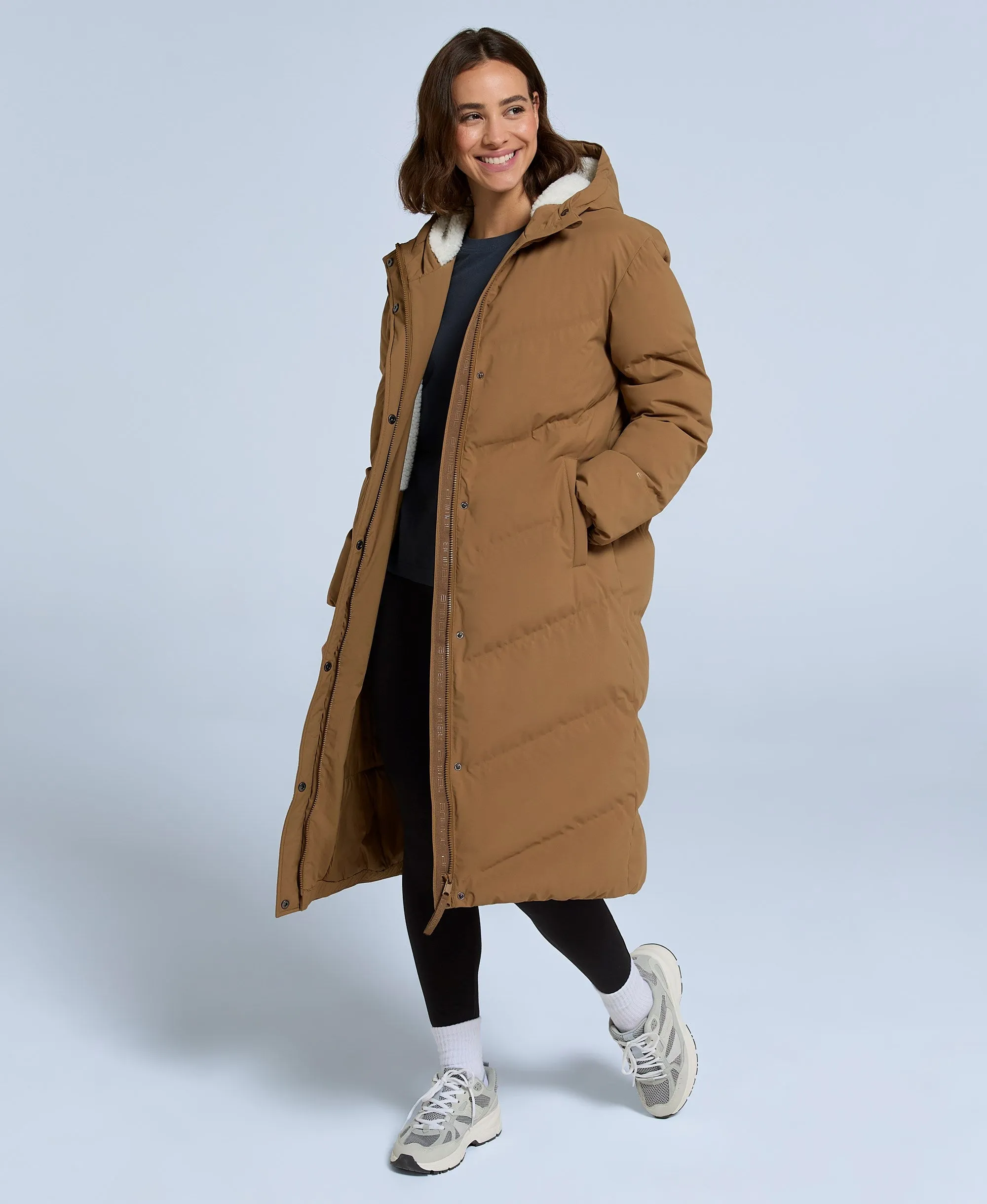 Cocoon Womens Borg Lined Padded Coat - Tan