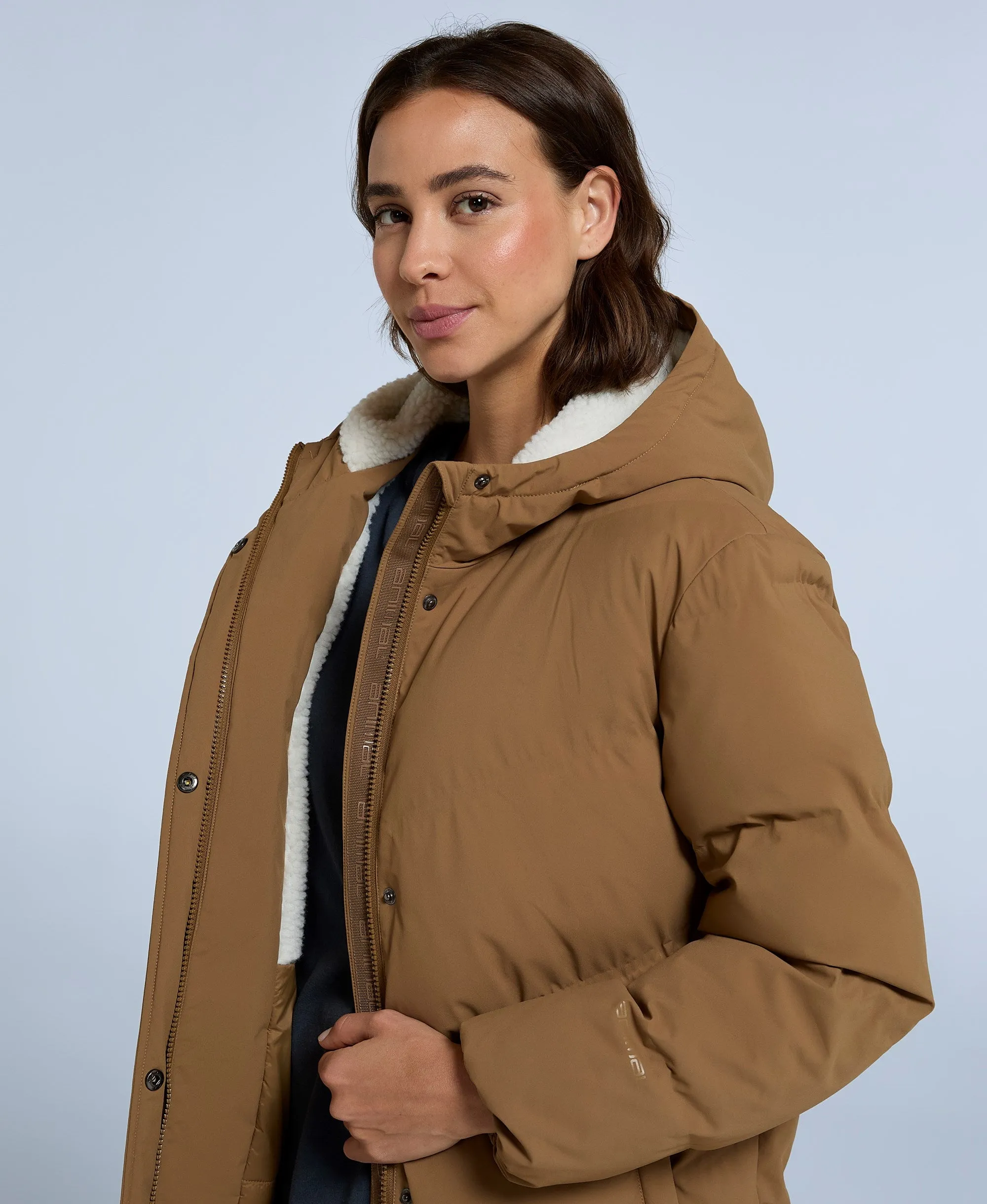 Cocoon Womens Borg Lined Padded Coat - Tan