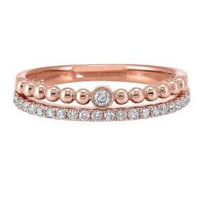 Diamond Eternity Ball-Bead Stackable Split Band In 14k Rose Gold (1/5 Ctw)