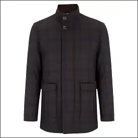 Douglas Barkley Brown  Check Car Coat<>