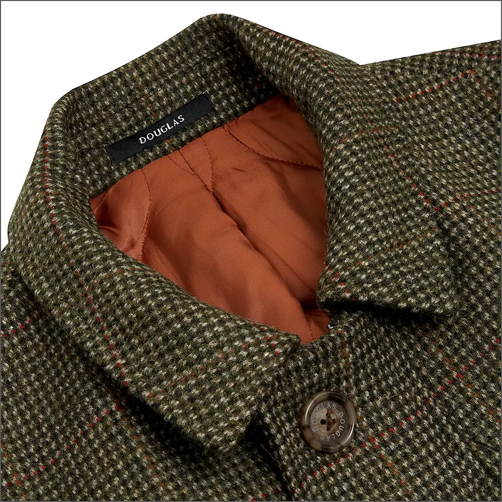 Douglas Frampton Olive Check Car Coat<>