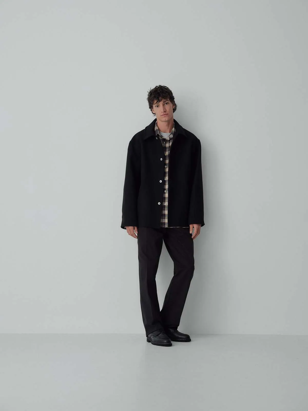 Dual Pocket Wool Coat - Black