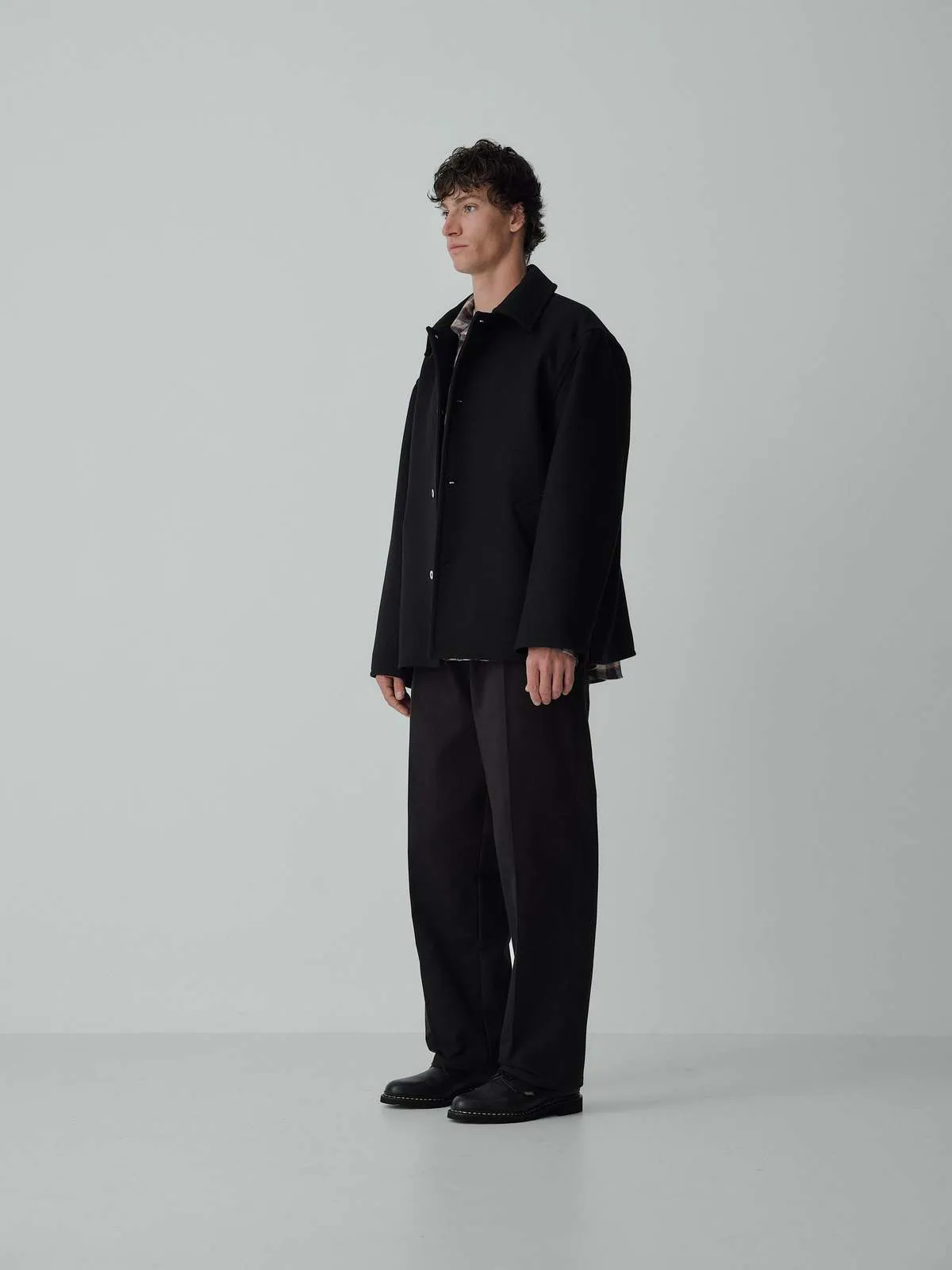 Dual Pocket Wool Coat - Black