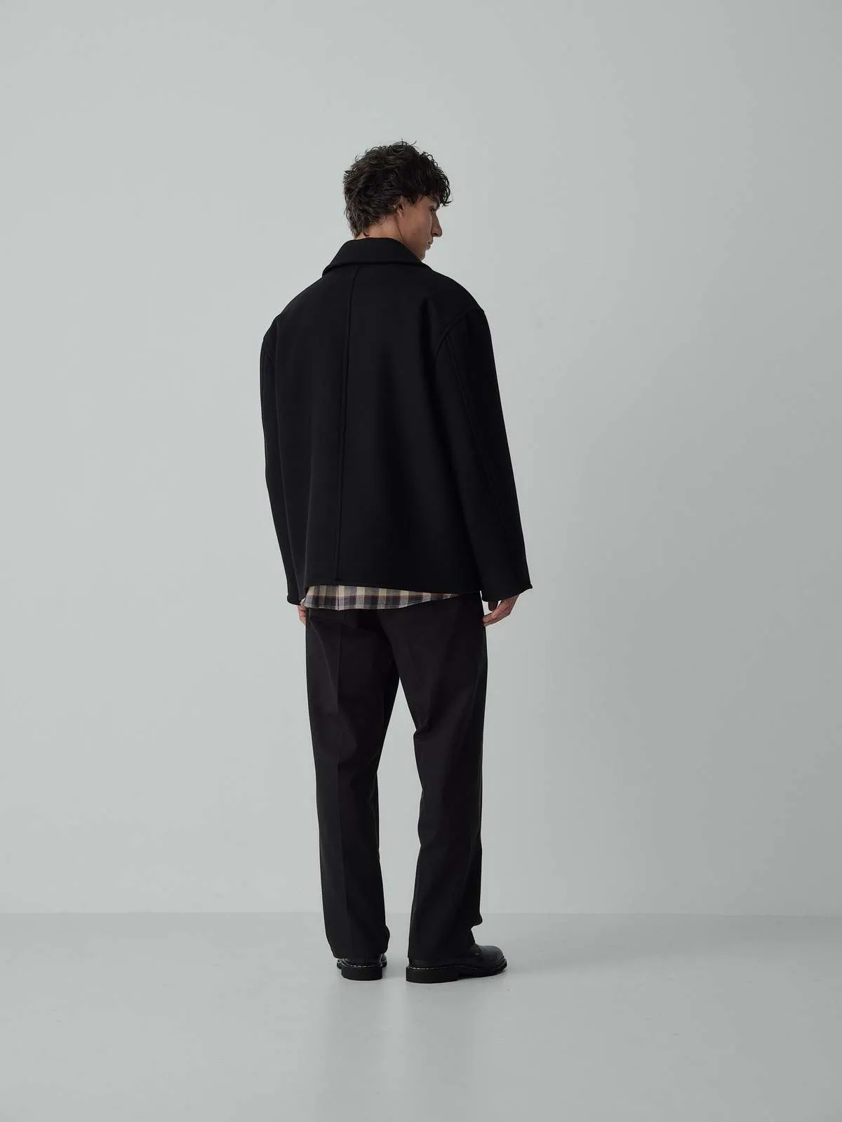 Dual Pocket Wool Coat - Black