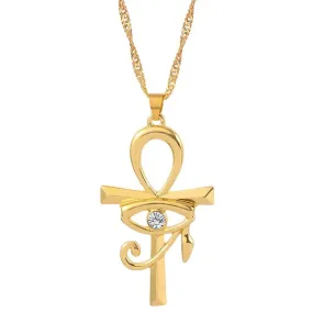 Egyptian Ankh Cross Eye of Horus Amulet Necklace