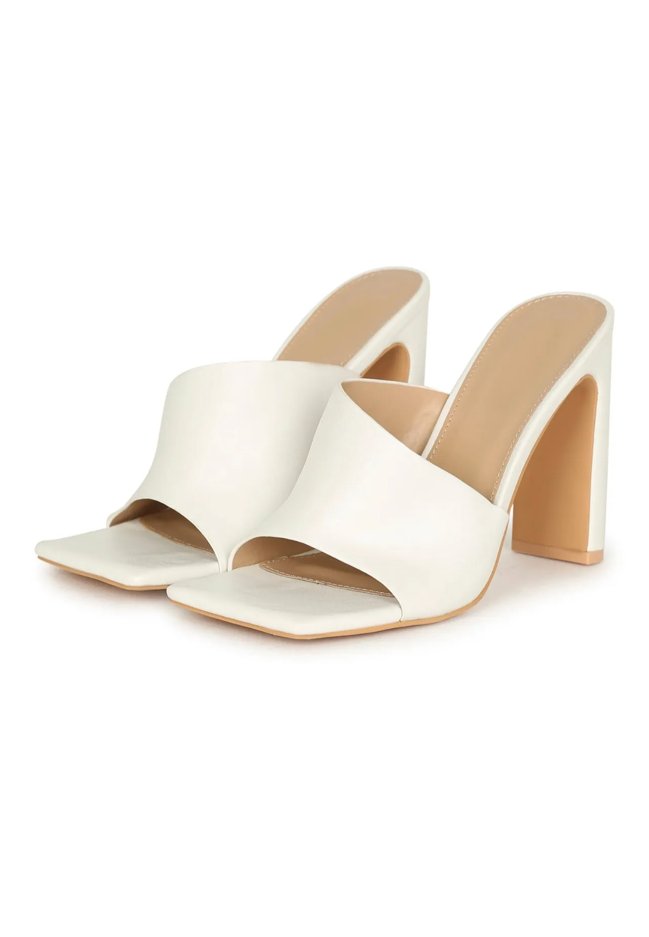 Emmeline Simple Slip On Square Toe Mule Heels