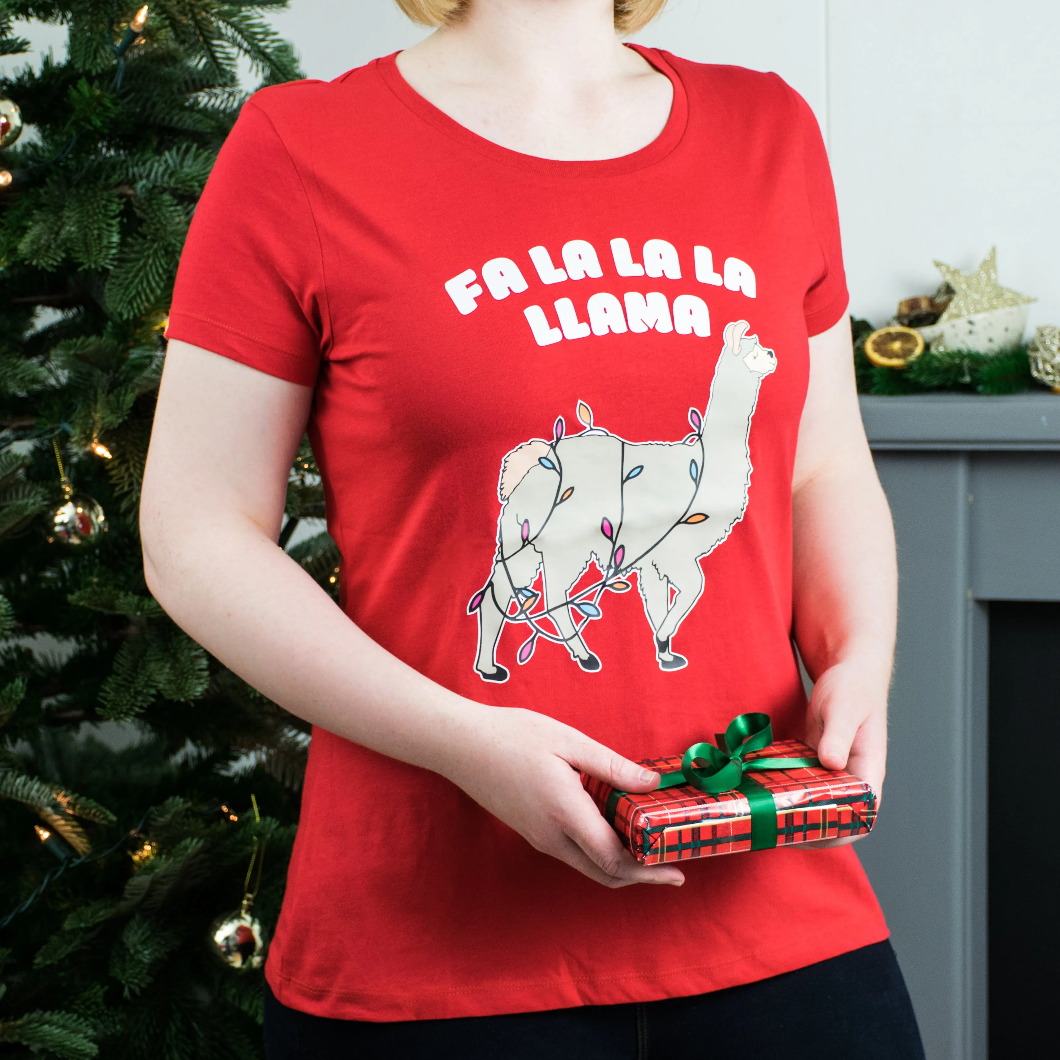 Fa La La La Llama Women's Christmas T Shirt