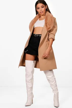 Faux Fur Collar Coat