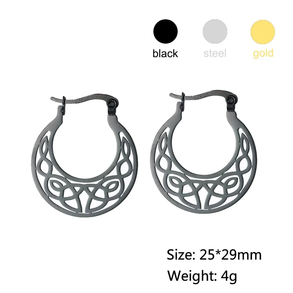 Filigree Stainless Steel Hoops Satanic Gothic Earrings