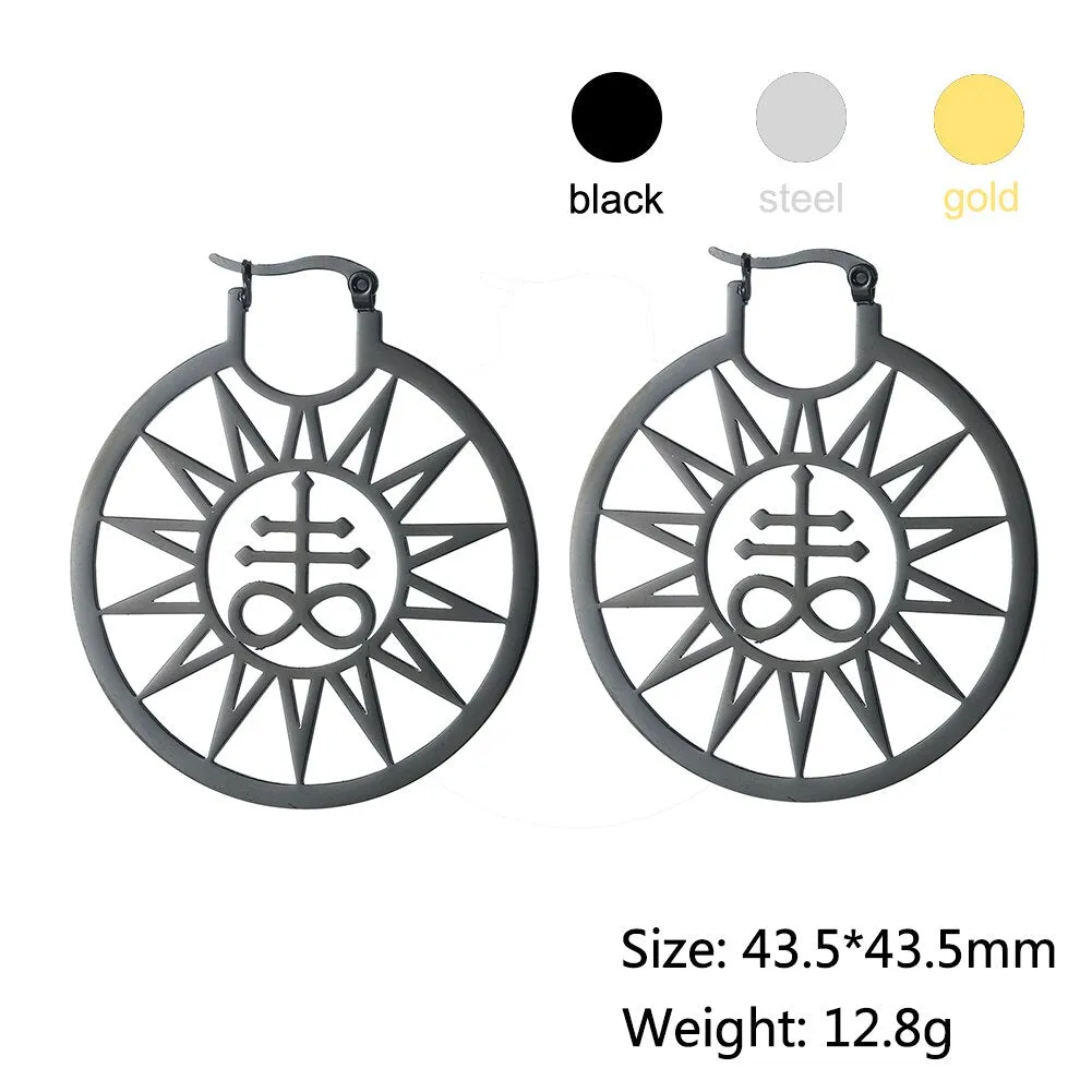 Filigree Stainless Steel Hoops Satanic Gothic Earrings