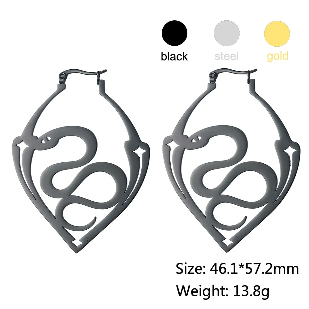 Filigree Stainless Steel Hoops Satanic Gothic Earrings