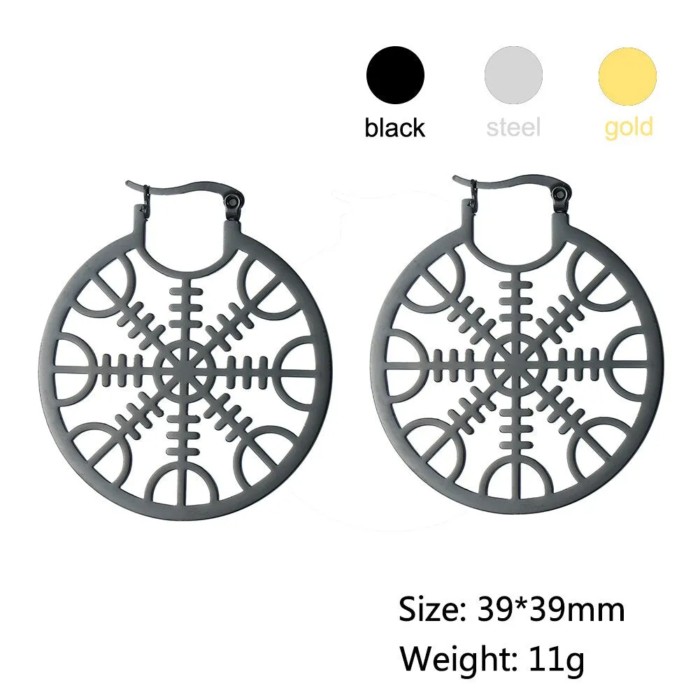 Filigree Stainless Steel Hoops Satanic Gothic Earrings