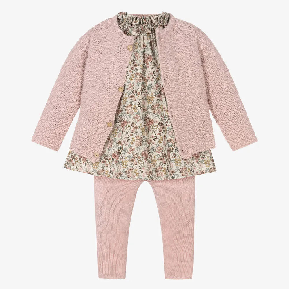 Girls Pink Floral Outfit Set