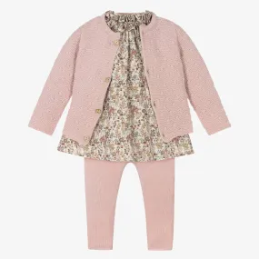 Girls Pink Floral Outfit Set