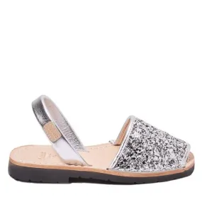 Glittery Leather Menorcan Sandal For Kids - Iker 1097R Glitter