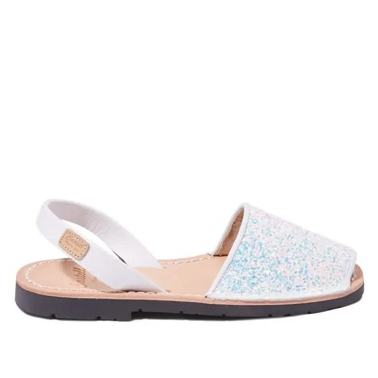 Glittery Leather Menorcan Sandal For Kids - Iker 1097R Glitter