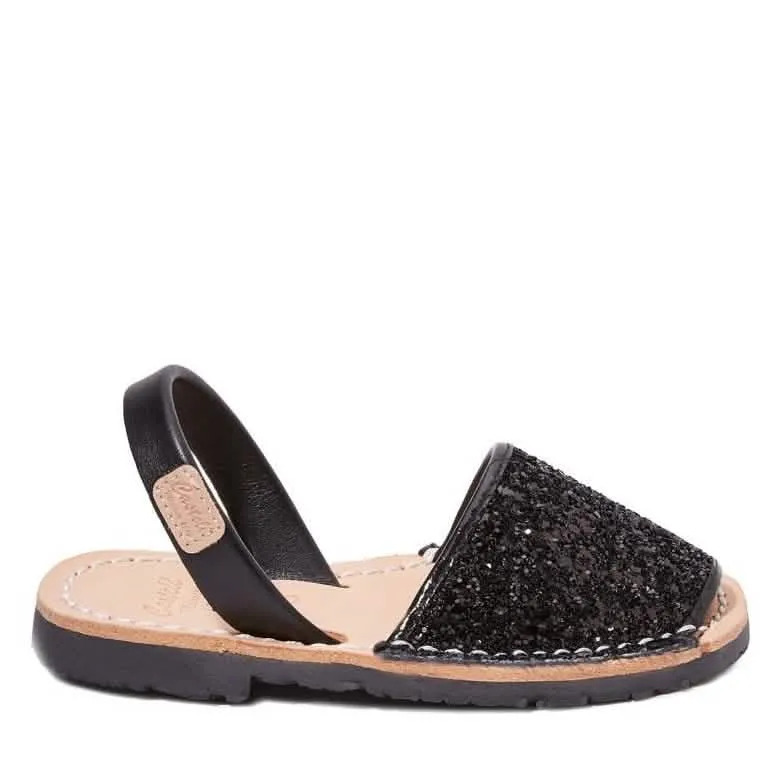 Glittery Leather Menorcan Sandal For Kids - Iker 1097R Glitter