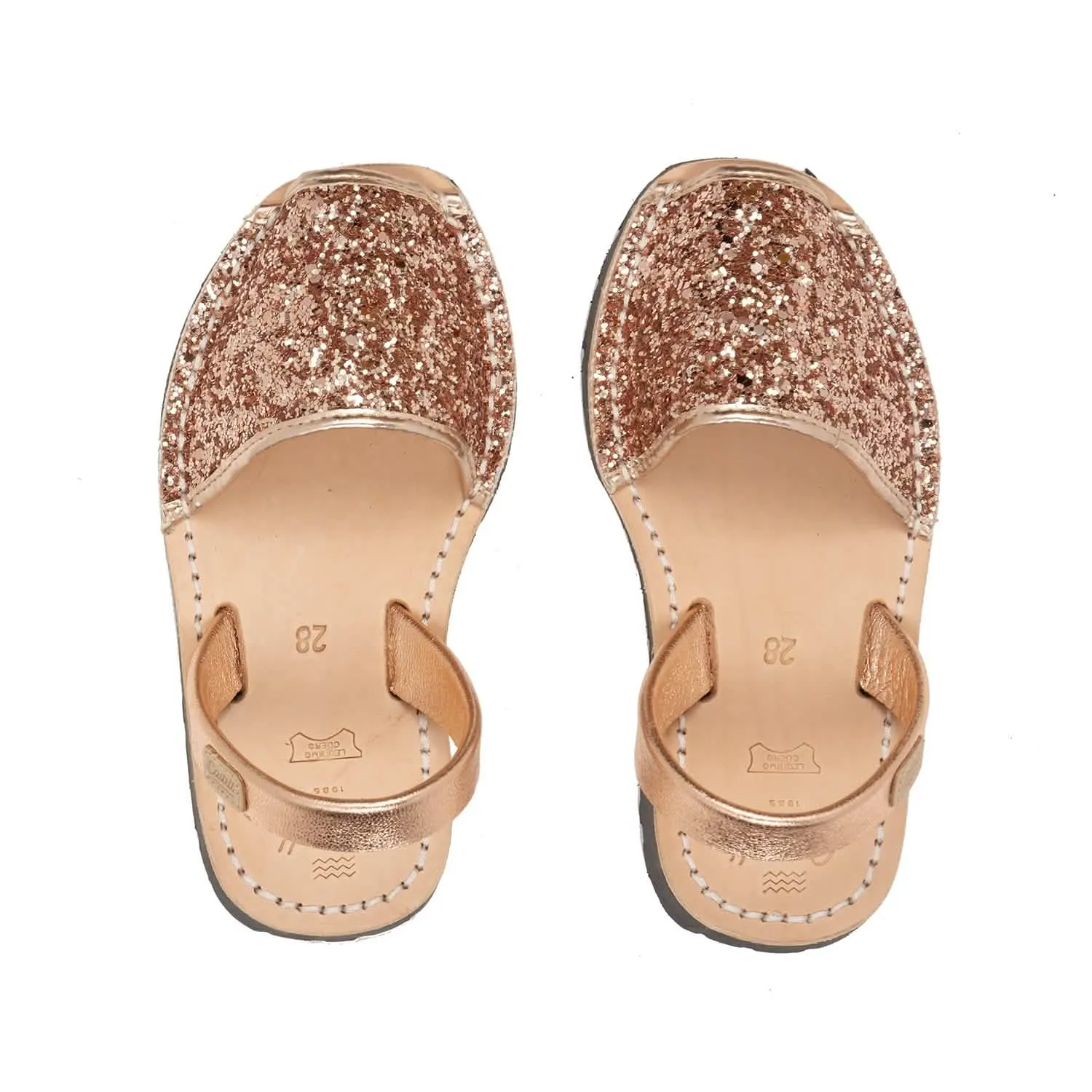 Glittery Leather Menorcan Sandal For Kids - Iker 1097R Glitter