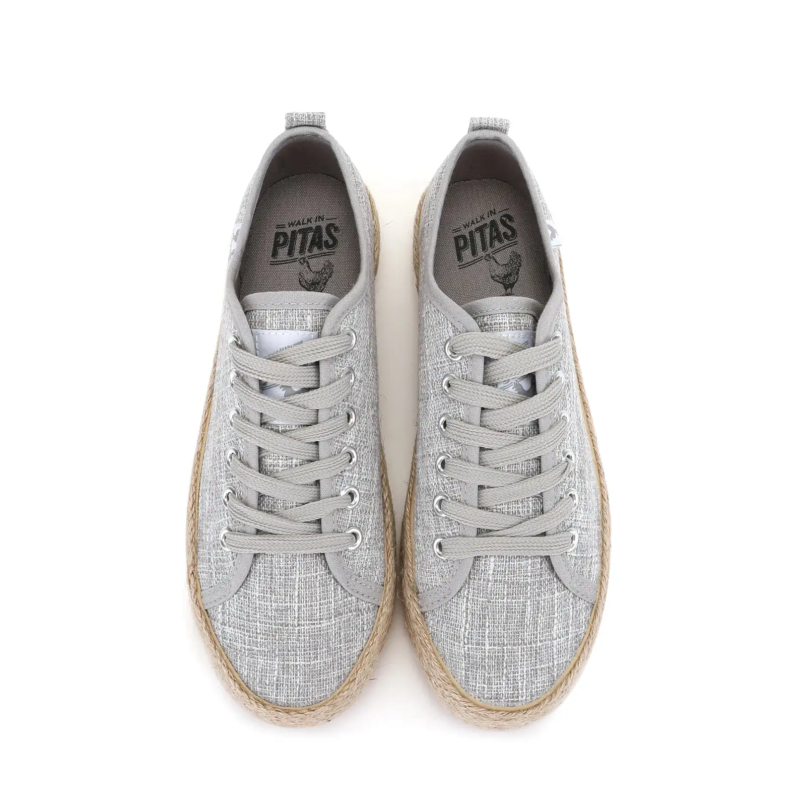 Grey linen lace-up espadrille sneakers