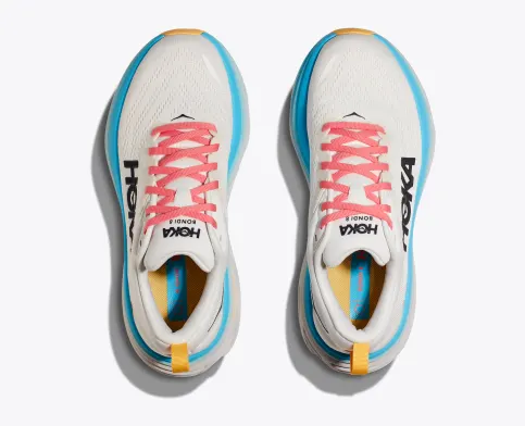 Hoka Women’s Bondi 8 Athletic Shoes-Blanc de Blanc/Swim Day