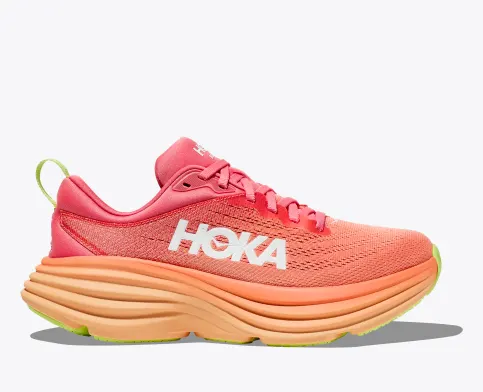 Hoka Women’s Bondi 8 Athletic Shoes-Coral/Papaya