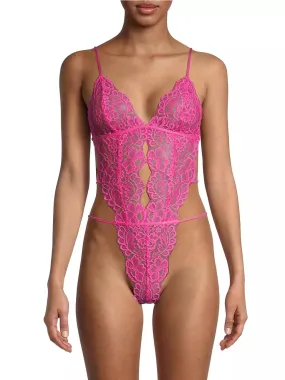 In Bloom by Jonquil LOVE STORY Lace Teddy in Hot Pink 