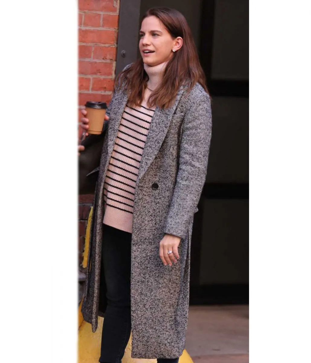 Inventing Anna Chlumsky Grey Wool Coat