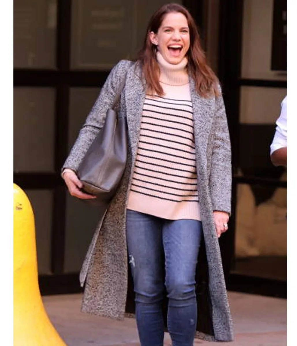 Inventing Anna Chlumsky Grey Wool Coat