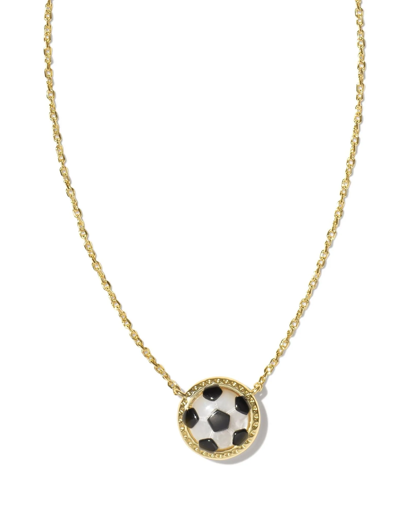 Kendra Scott Soccer Short Pendant Necklace-- Gold Ivory Mother of Pearl