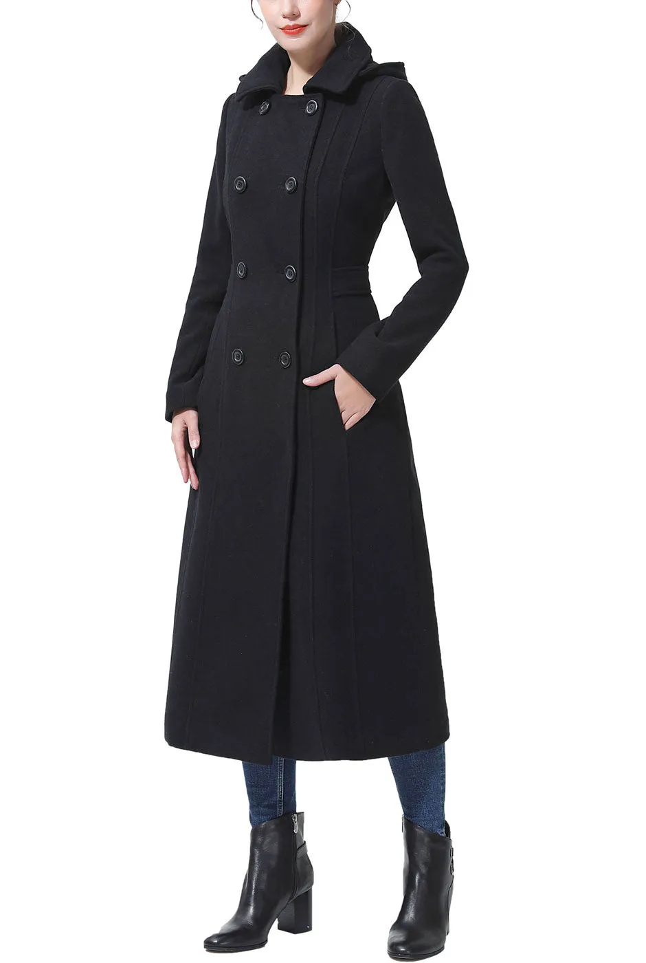 Kimi + Kai Women's Laila Long Hooded Wool Walking Coat