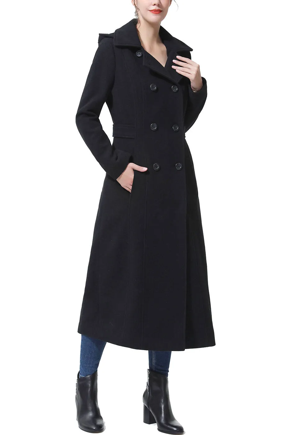 Kimi + Kai Women's Laila Long Hooded Wool Walking Coat