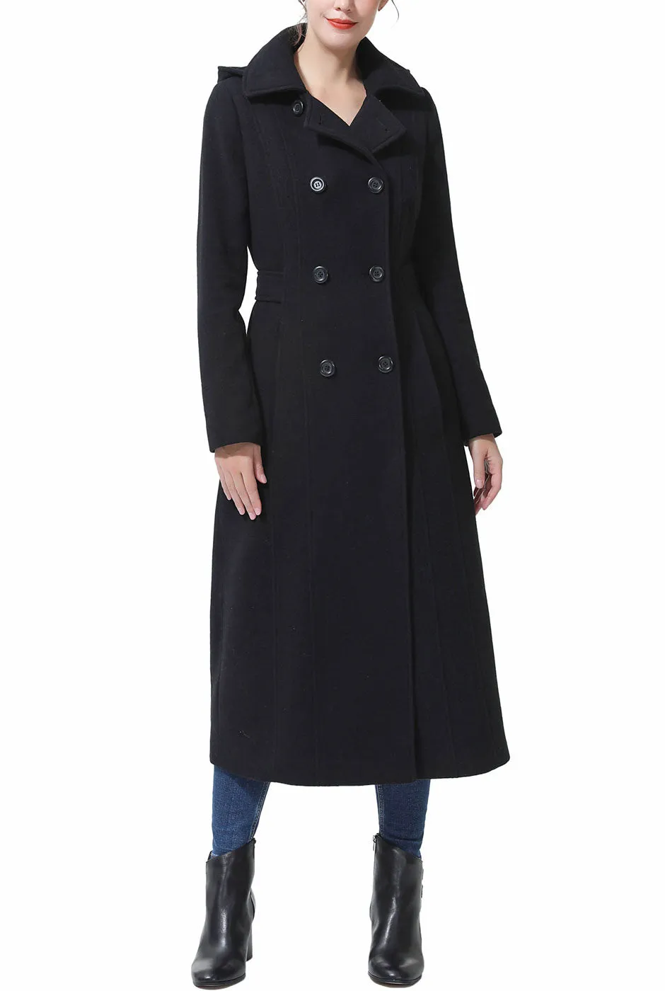 Kimi + Kai Women's Laila Long Hooded Wool Walking Coat