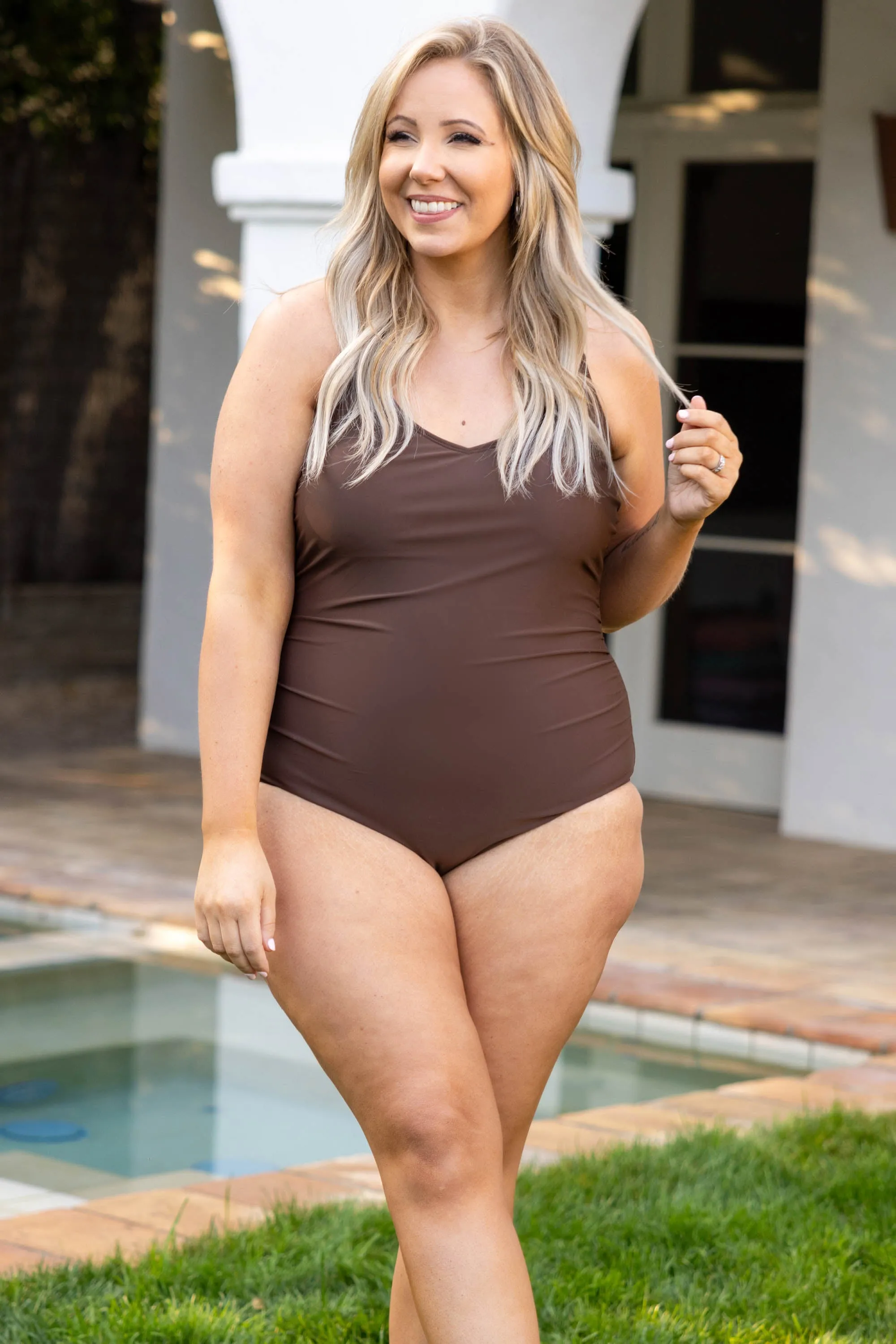 Meet You At The Lake Swimsuit, Brown