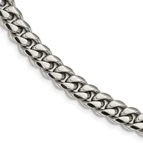 Men's 10mm Stainless Steel Polished Curb Chain Necklace, 24 Inch