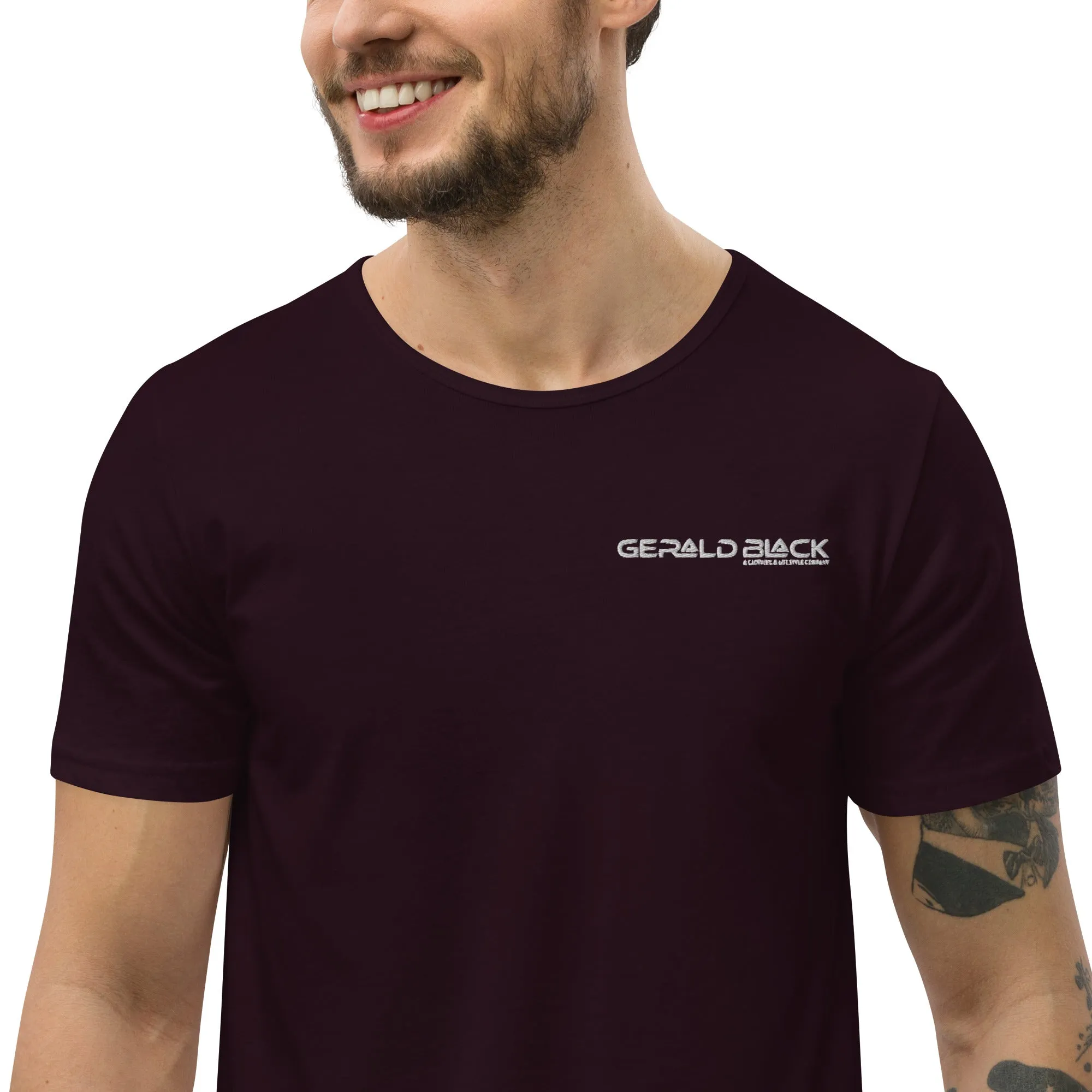 Men's Gerald Black Regular Fit Curved Bottom Hem Statement T-Shirts